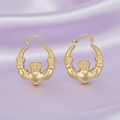 9ct Yellow Gold Claddagh Creole Earrings