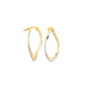 9ct Yellow & White Gold Two Colour Twist Oval Hoop Earrings