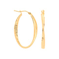 9ct Yellow Gold Oval Twist Ribbed & Plain Hoop Earrings