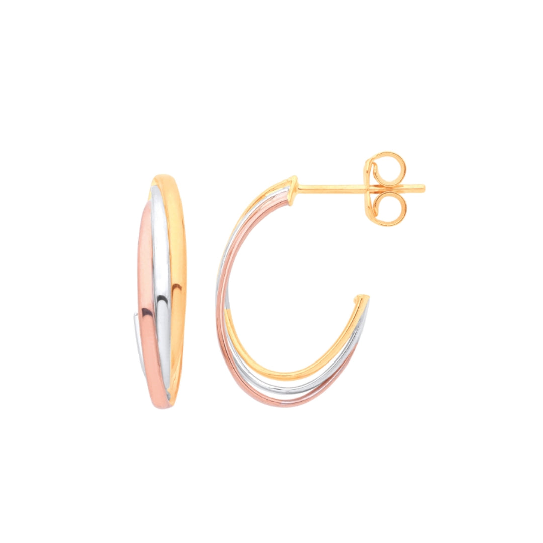 9ct Yellow, White & Rose Gold Russian Drop Earrings