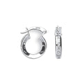9ct White Gold 13mm Princess Cut CZ Hoop Earrings