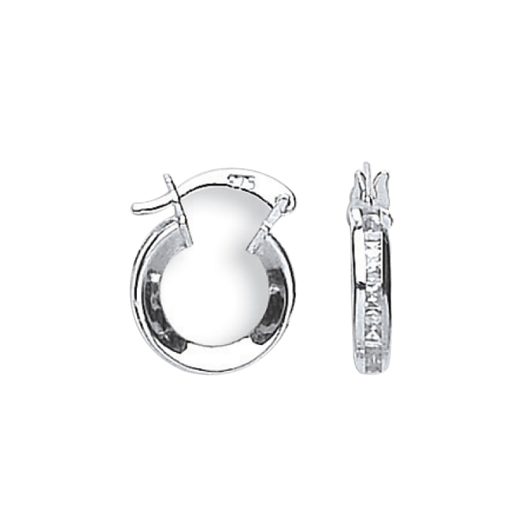 9ct White Gold 13mm Princess Cut CZ Hoop Earrings
