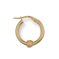 9ct Yellow Gold 17mm Glitter Ball Hoop Earrings