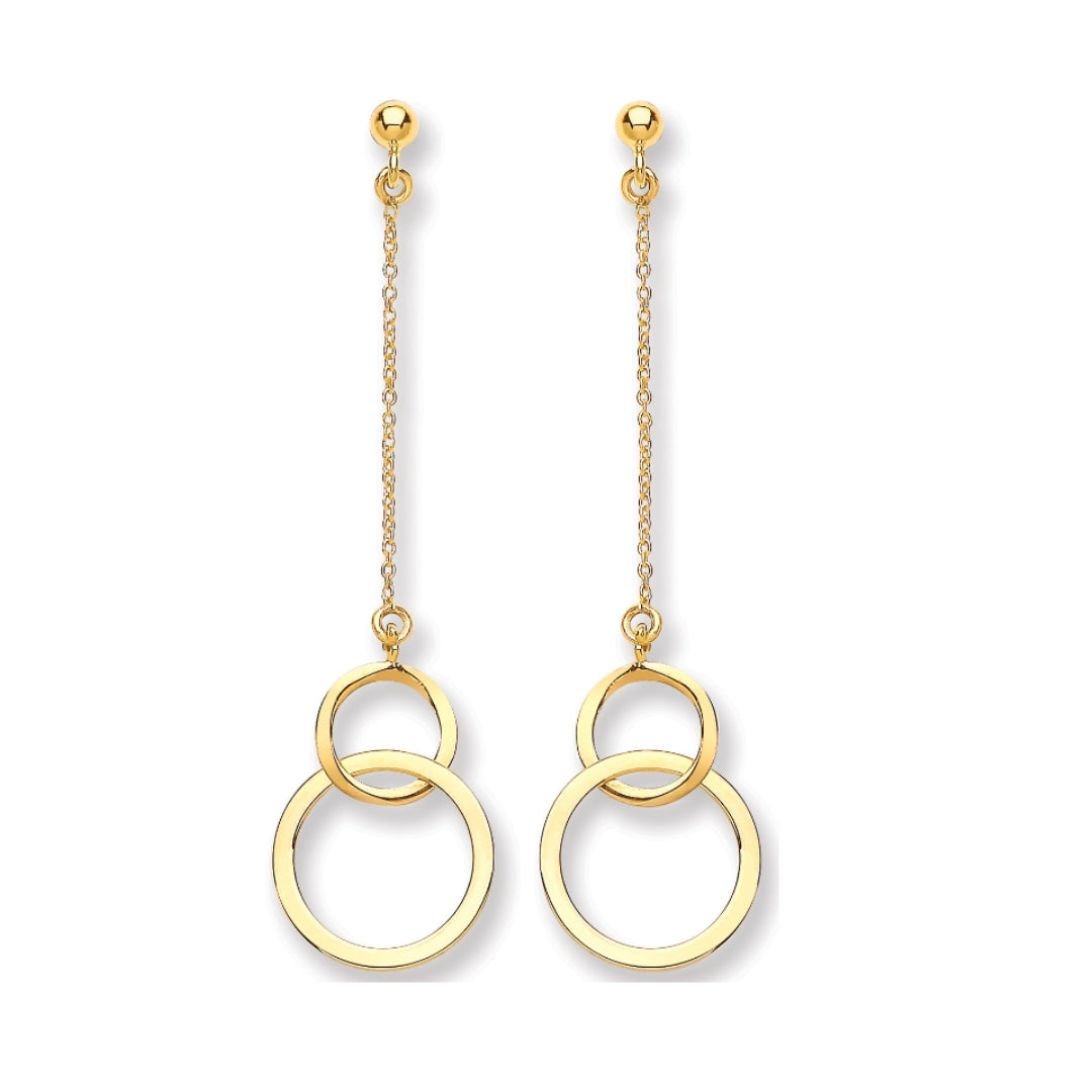 9ct Yellow Gold Circle Drop Earrings