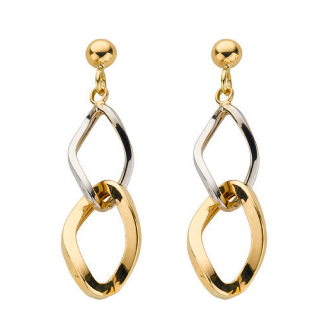 9ct Yellow & White Gold Fancy Drop Earrings