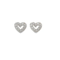 9ct White Gold CZ Heart Stud Earrings