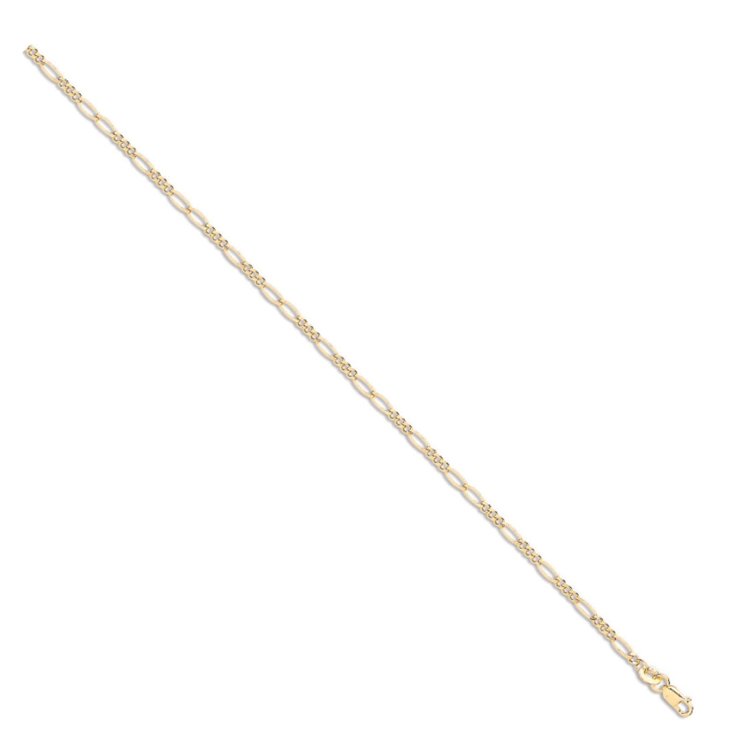 9ct Yellow Gold Hollow Figaro Anklet