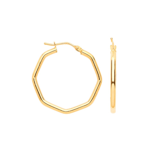 Gold hoop earrings on a white background