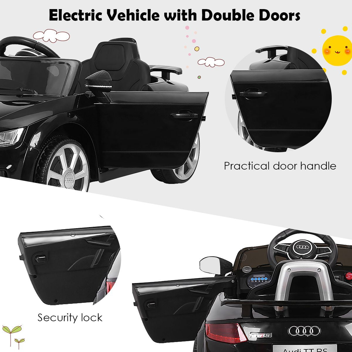 Licensed Audi TTRS 12V Battery-Powered Vehicle with 2 Motors MP3 Music