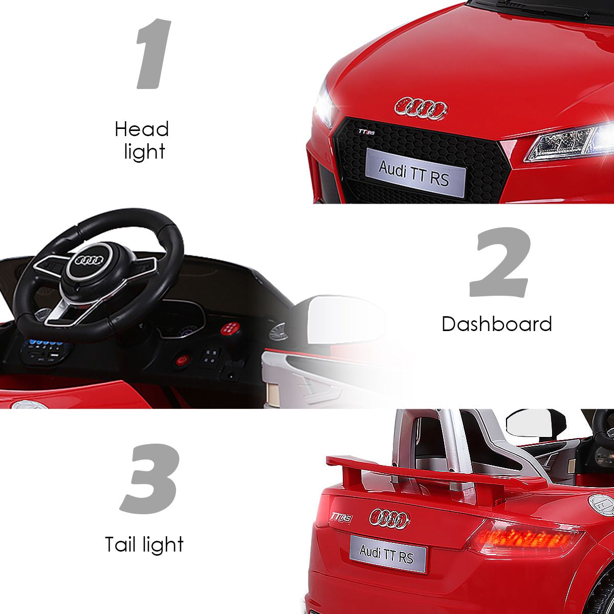 Licensed Audi TTRS 12V Battery-Powered Vehicle with 2 Motors MP3 Music