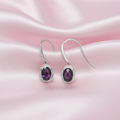 Sterling Silver Amethyst Fish Hook Drop Earrings