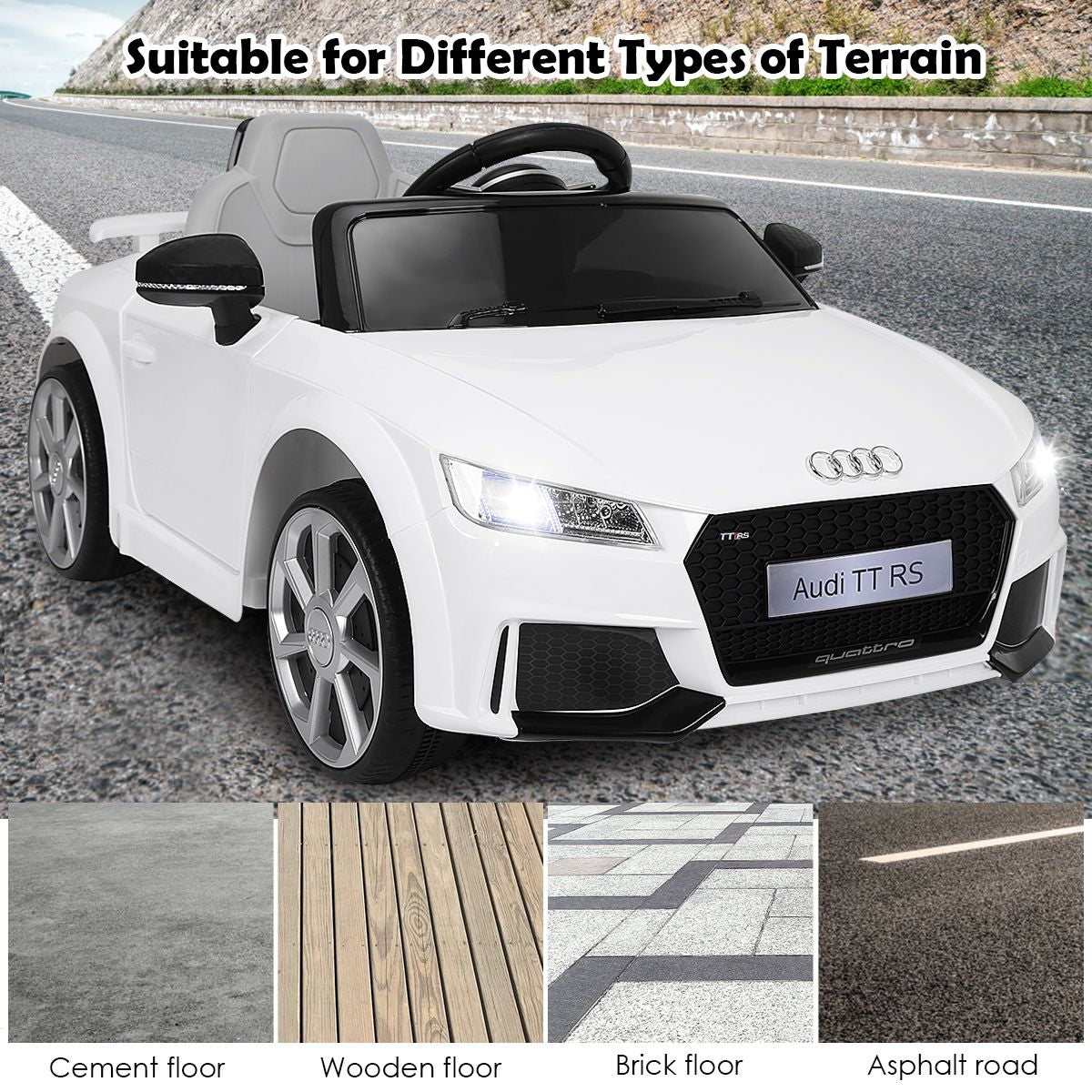 Licensed Audi TTRS 12V Battery-Powered Vehicle with 2 Motors MP3 Music