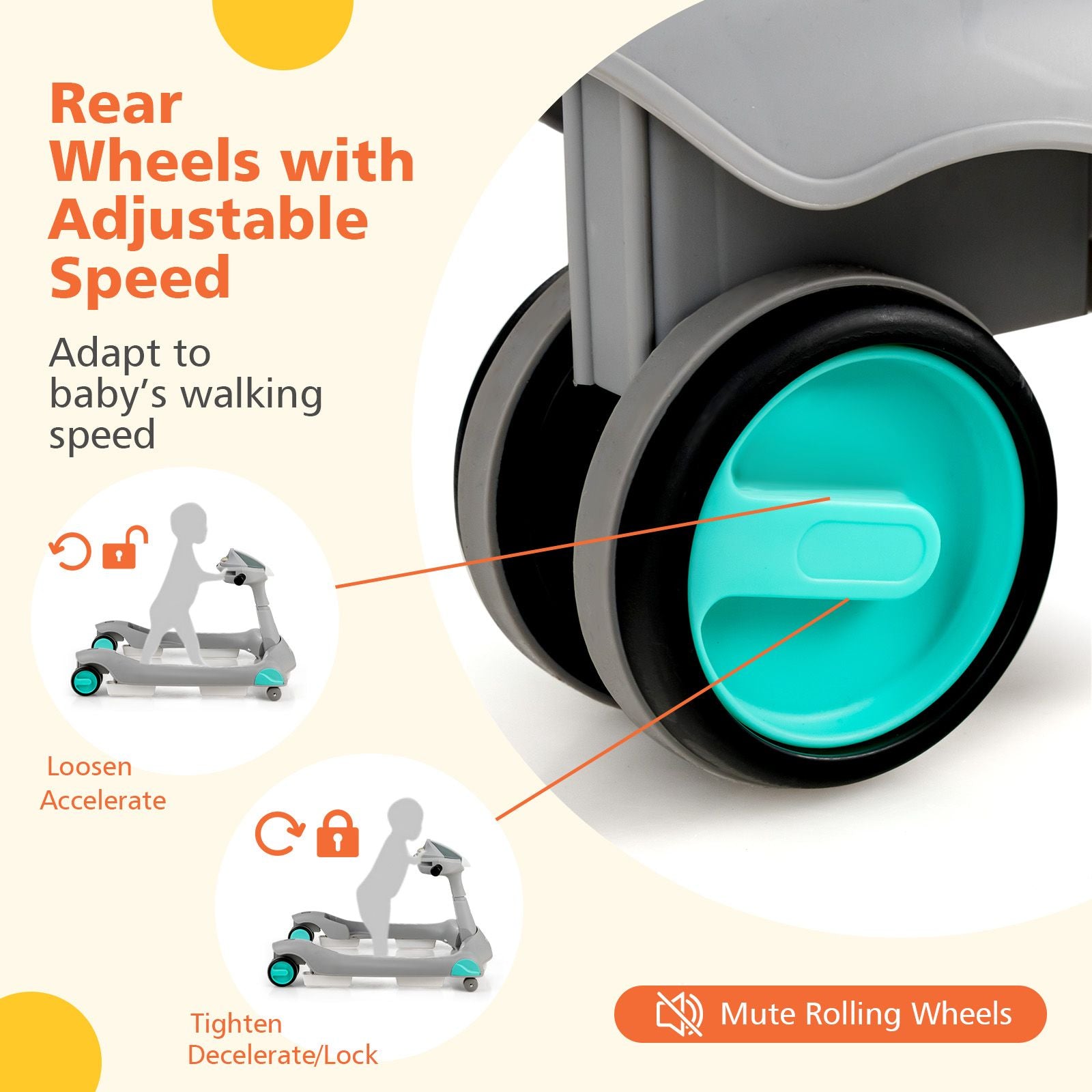 2-In-1 Foldable Baby Walker with Adjustable Height and Speed