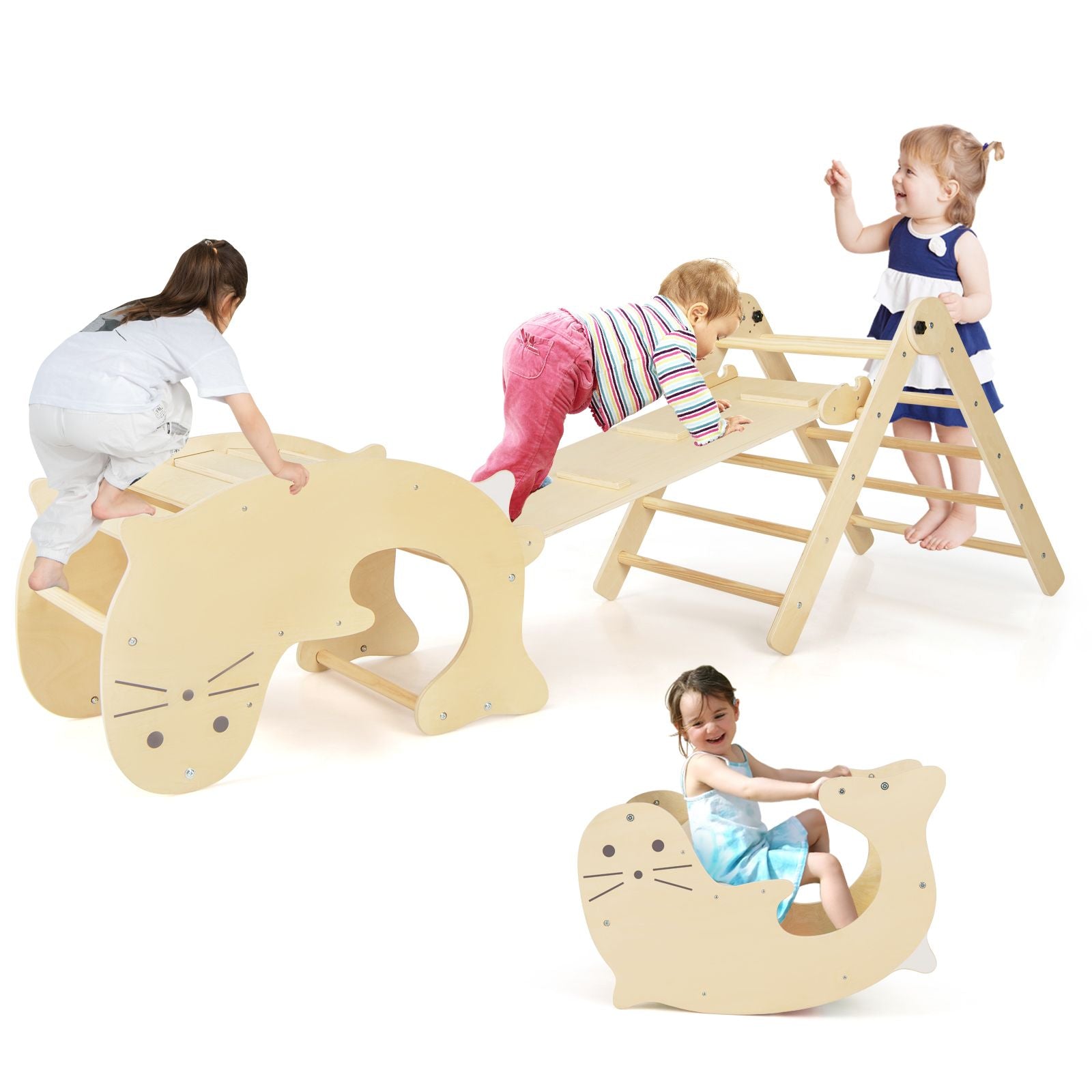 7-In-1 Indoor Wooden Foldable Climbing Toys for Toddlers