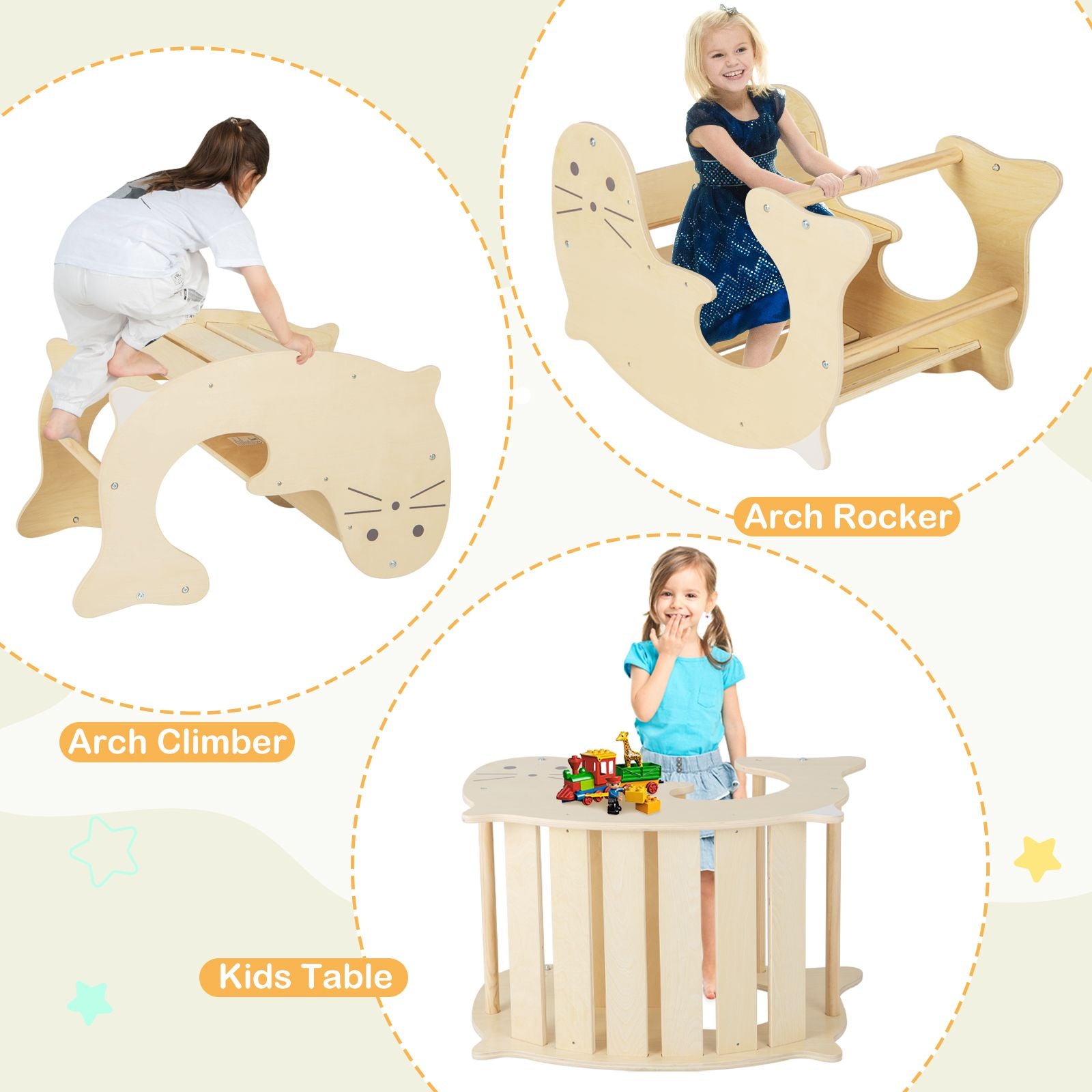 7-In-1 Indoor Wooden Foldable Climbing Toys for Toddlers