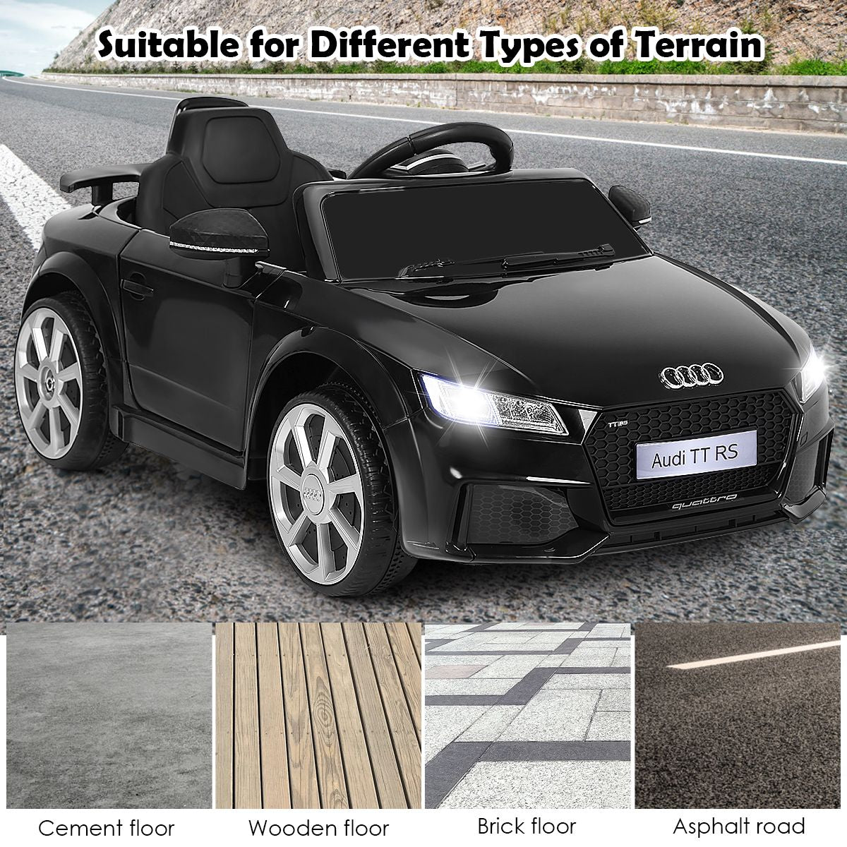 Licensed Audi TTRS 12V Battery-Powered Vehicle with 2 Motors MP3 Music