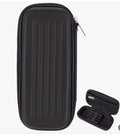 Black hard-shell travel case with a smaller black case open on a white background