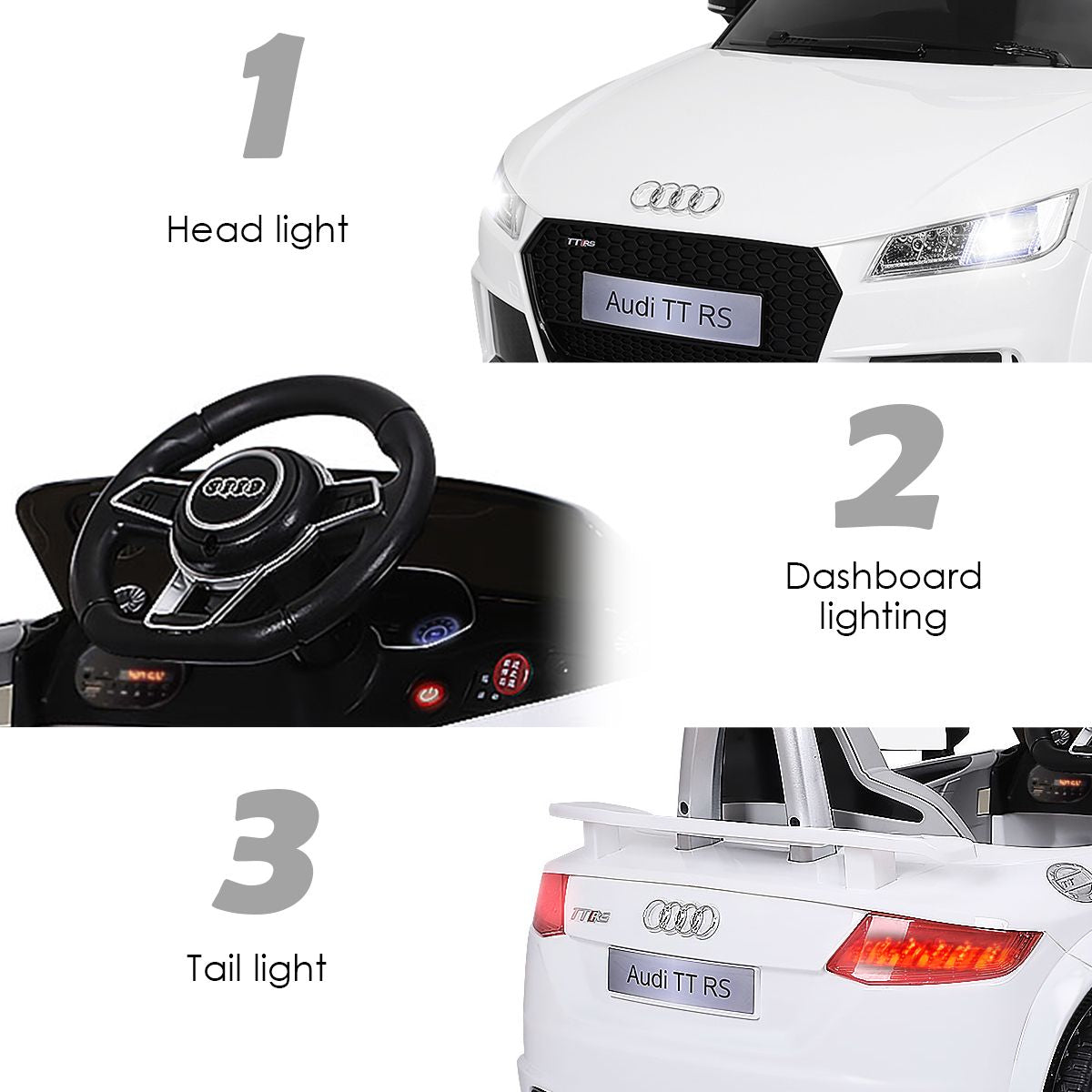 Licensed Audi TTRS 12V Battery-Powered Vehicle with 2 Motors MP3 Music