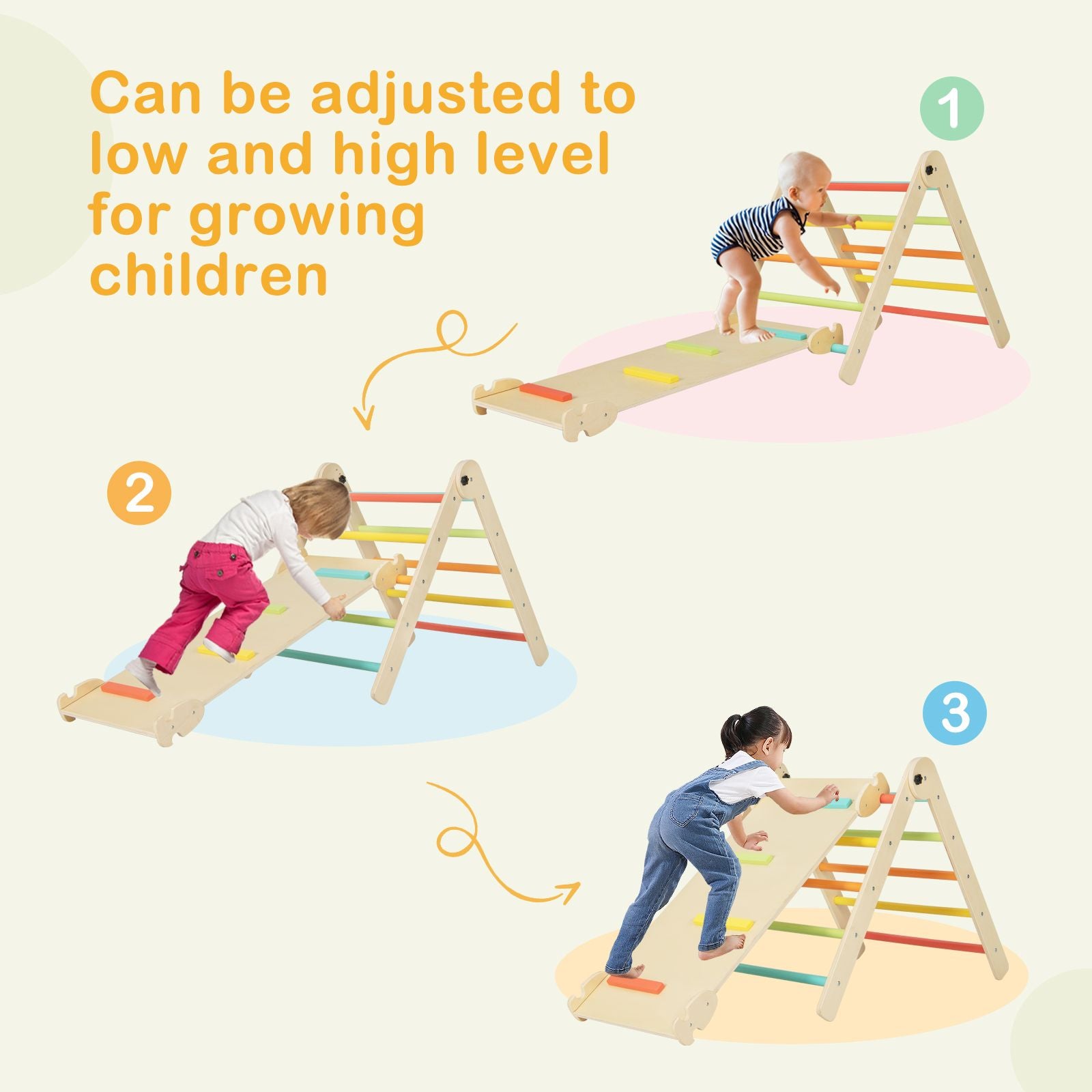 7-In-1 Indoor Wooden Foldable Climbing Toys for Toddlers