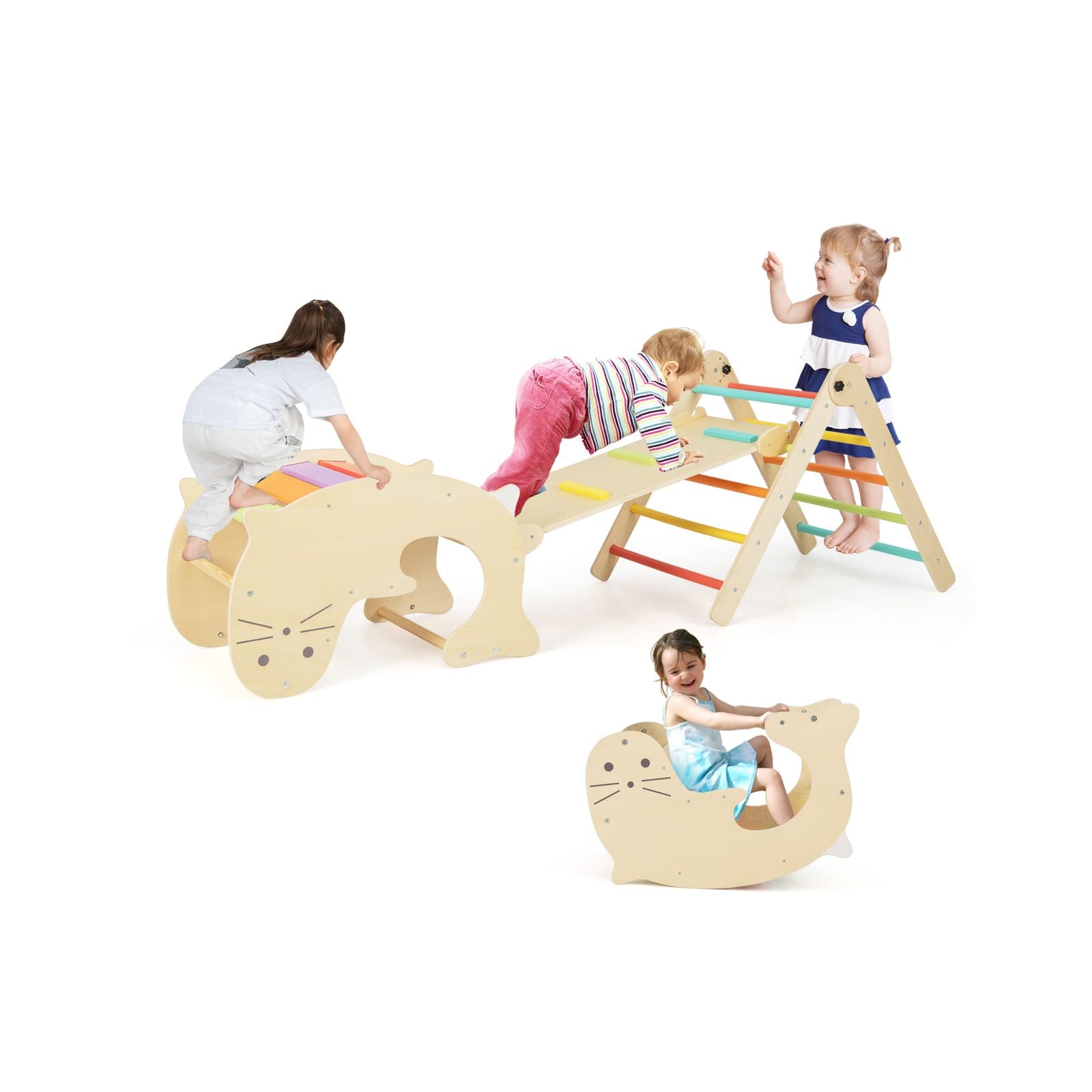 7-In-1 Indoor Wooden Foldable Climbing Toys for Toddlers