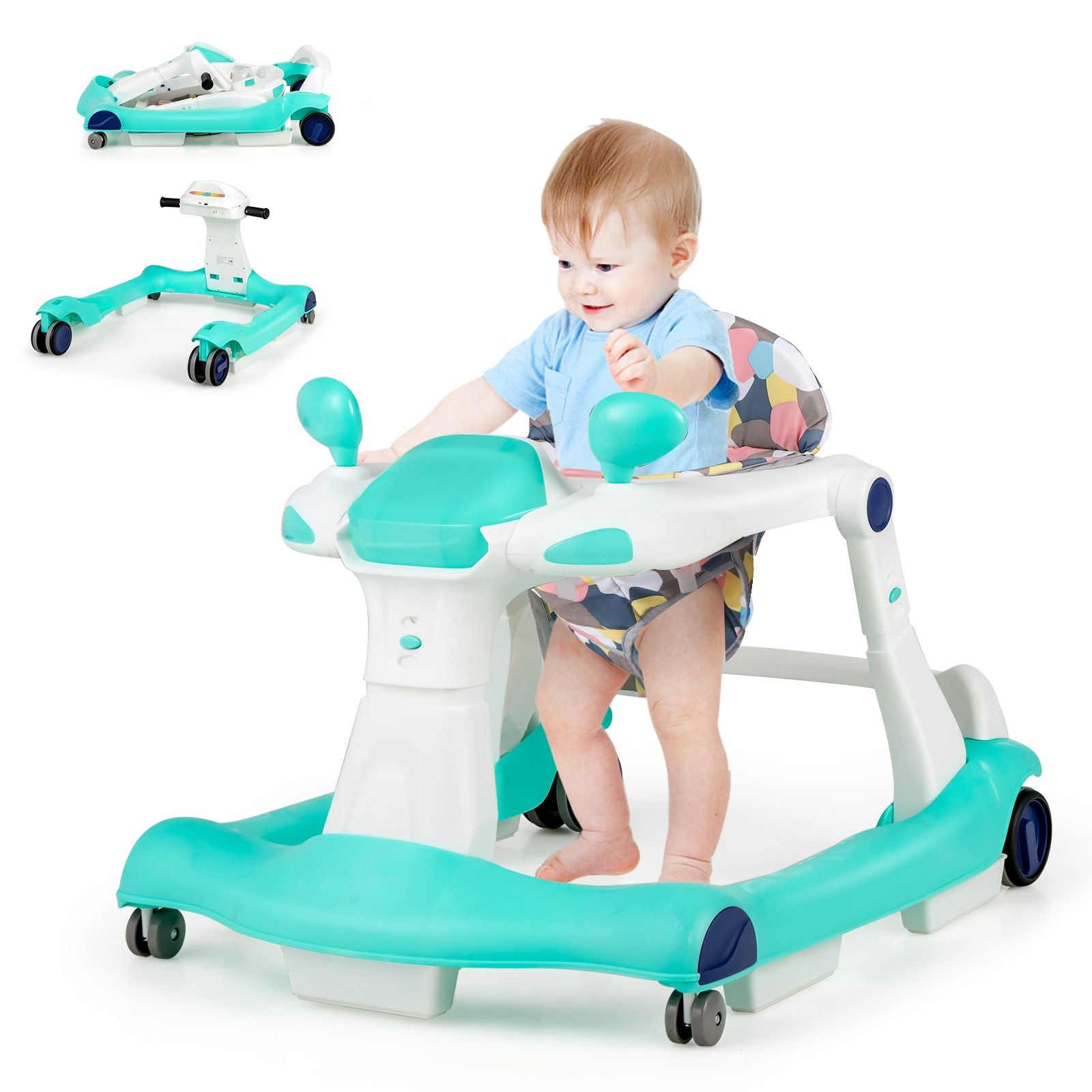 2-In-1 Foldable Baby Walker with Adjustable Height and Speed
