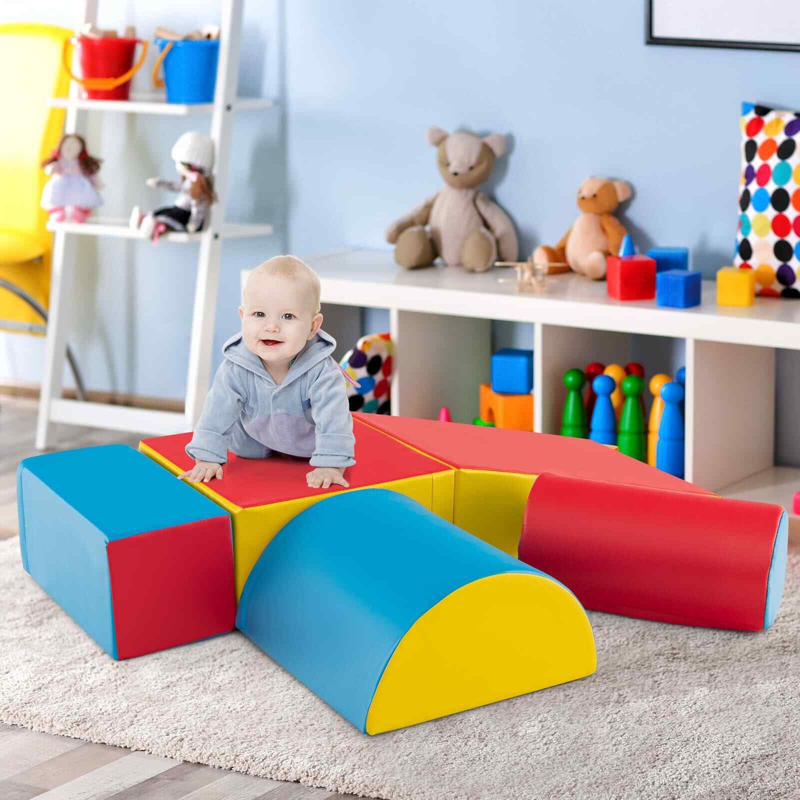 5 Pcs Kids Climb Crawl Foam Play Set Children Educational Software-Color