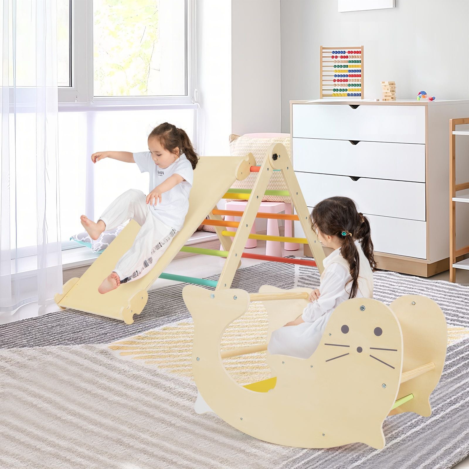 7-In-1 Indoor Wooden Foldable Climbing Toys for Toddlers
