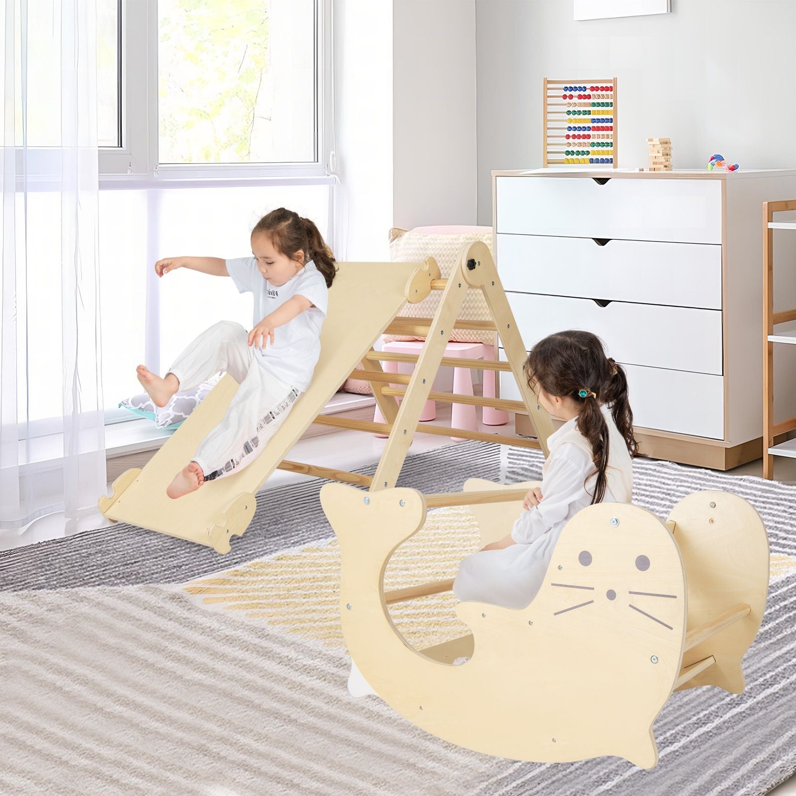 7-In-1 Indoor Wooden Foldable Climbing Toys for Toddlers