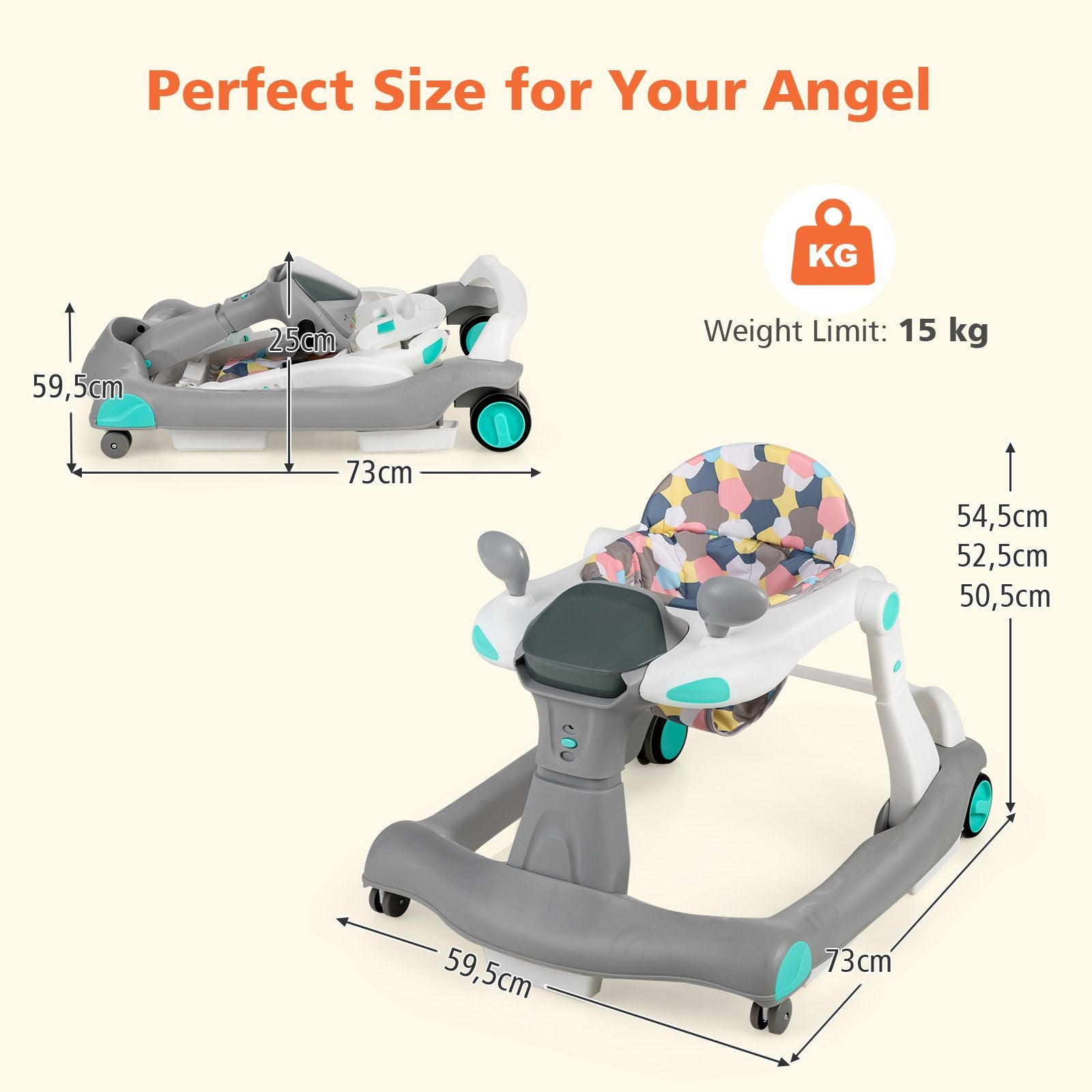 2-In-1 Foldable Baby Walker with Adjustable Height and Speed
