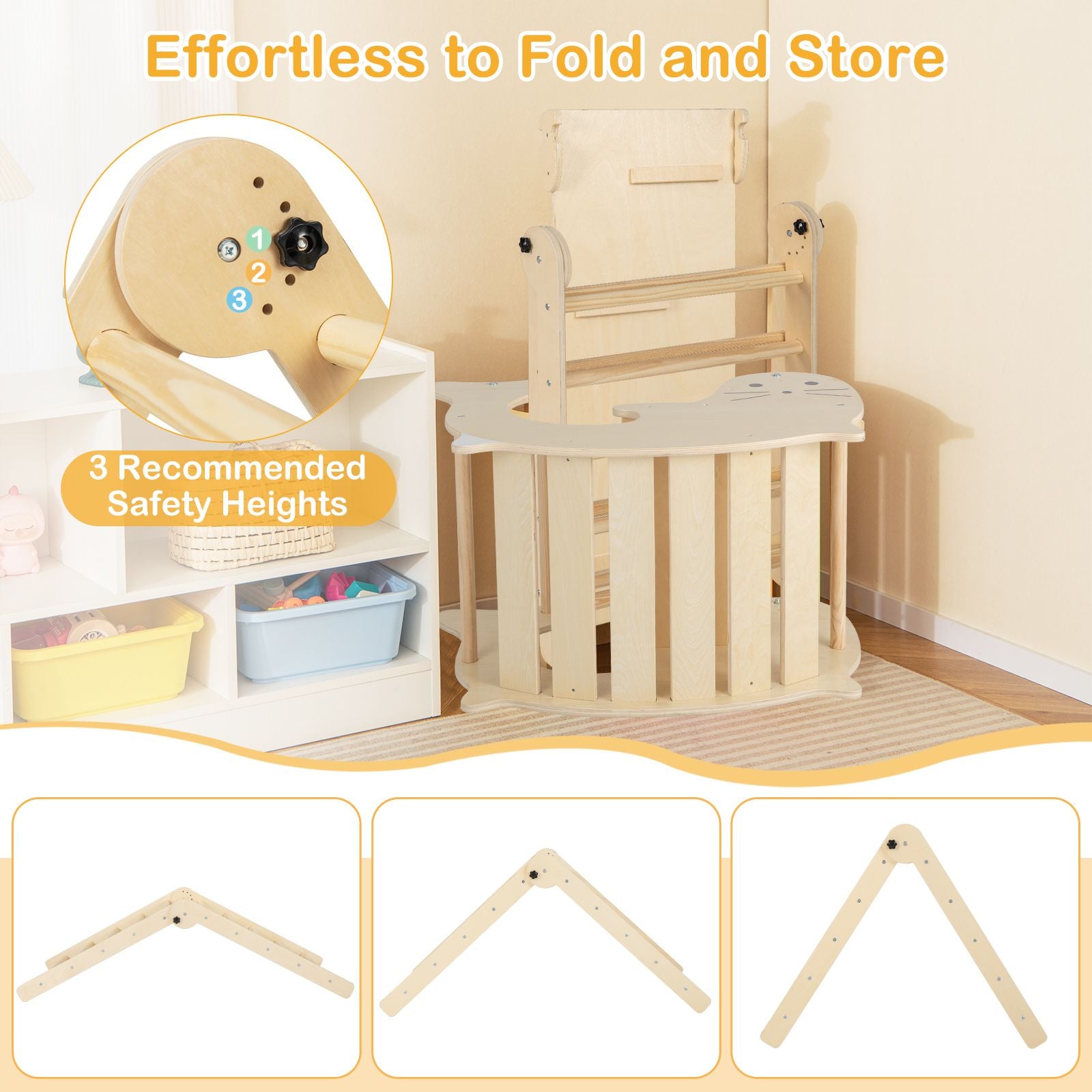 7-In-1 Indoor Wooden Foldable Climbing Toys for Toddlers