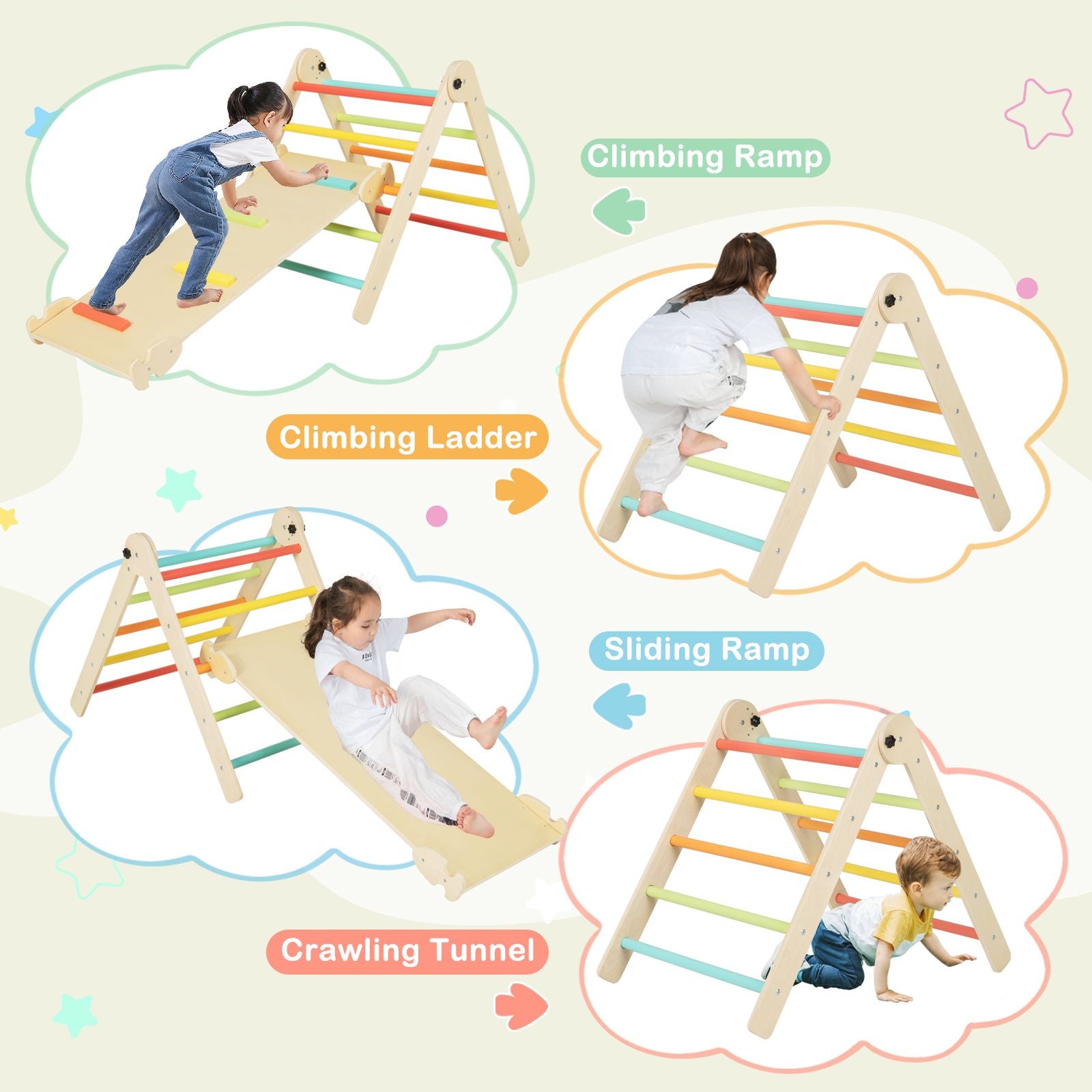 7-In-1 Indoor Wooden Foldable Climbing Toys for Toddlers