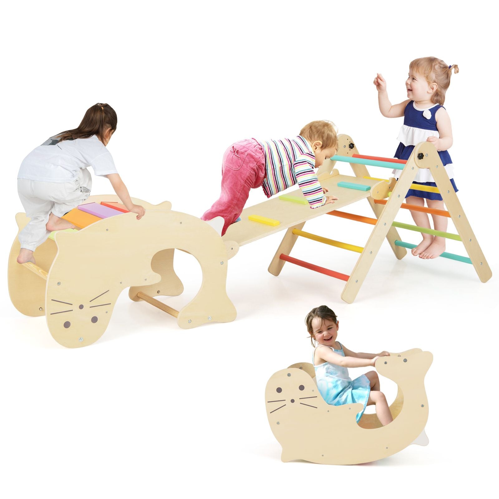 7-In-1 Indoor Wooden Foldable Climbing Toys for Toddlers