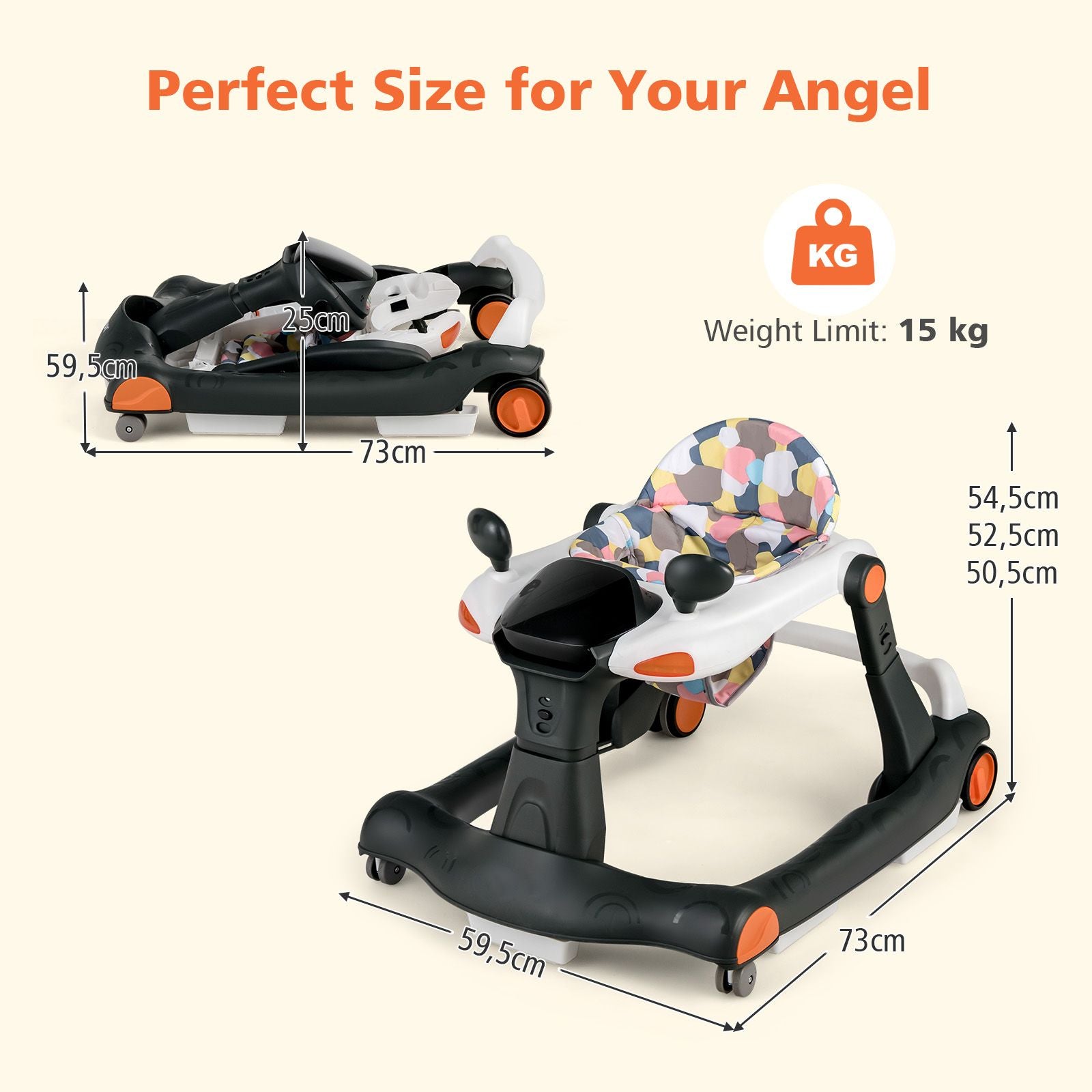 2-In-1 Foldable Baby Walker with Adjustable Height and Speed