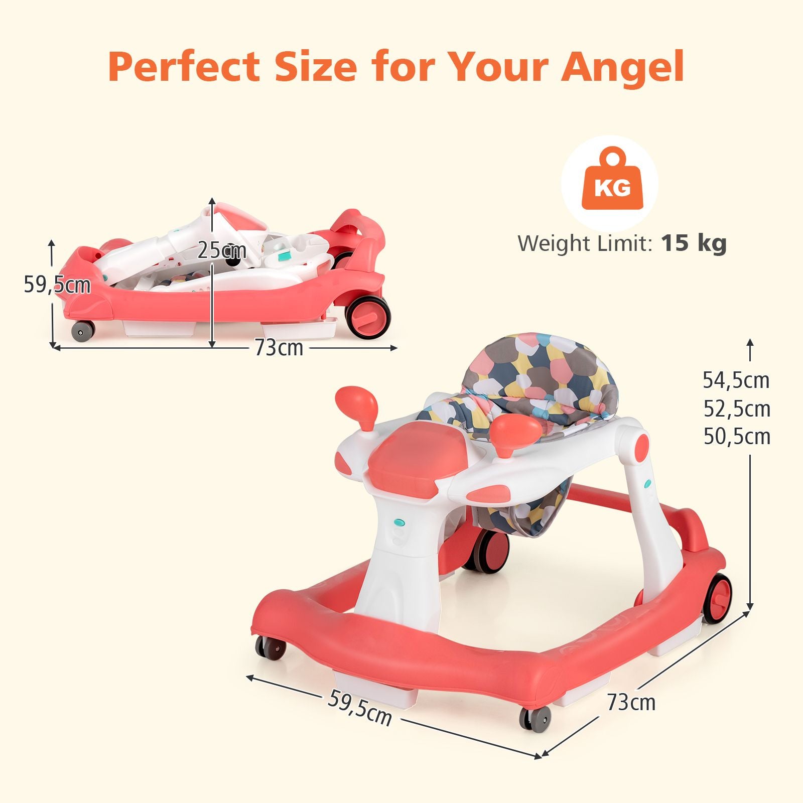 2-In-1 Foldable Baby Walker with Adjustable Height and Speed