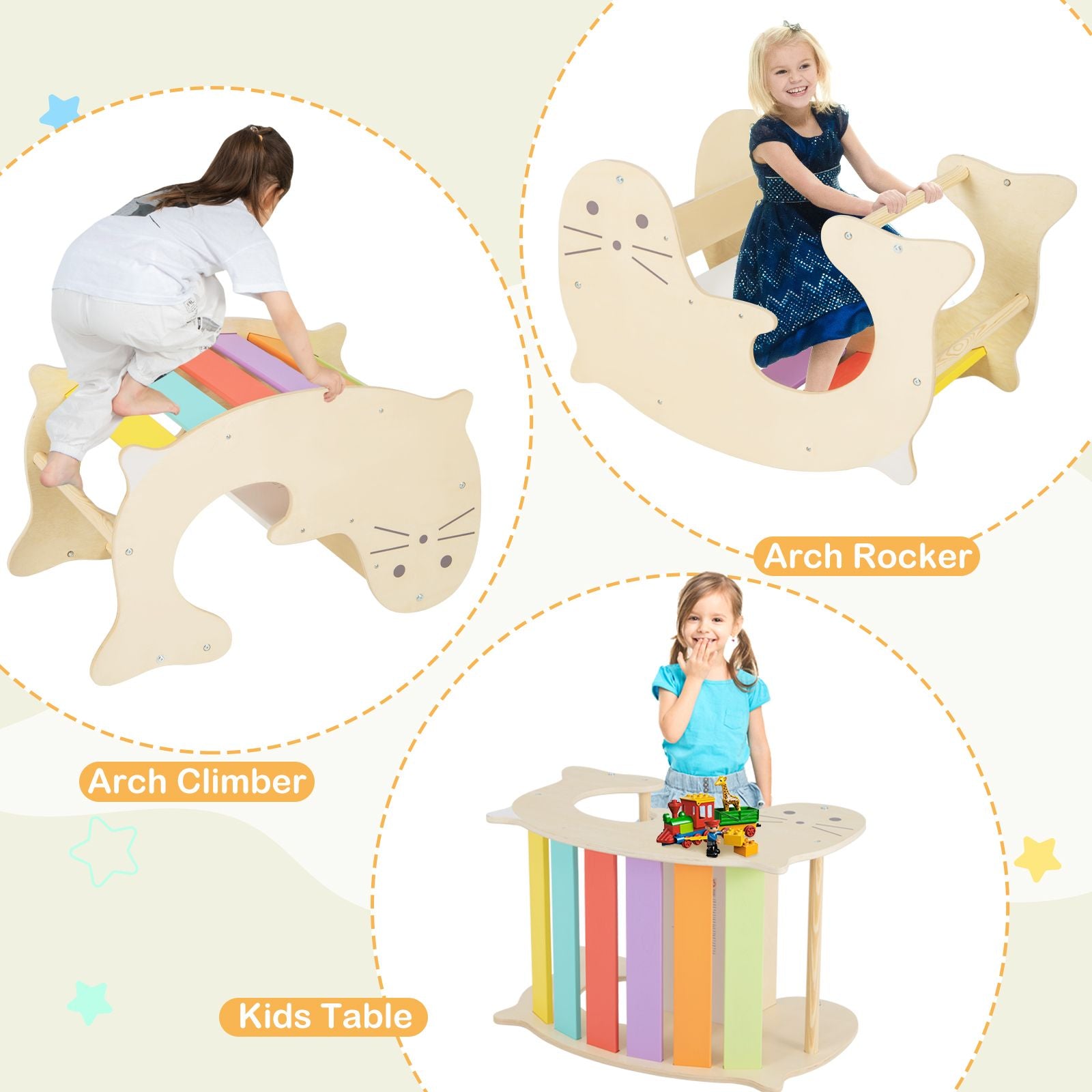 7-In-1 Indoor Wooden Foldable Climbing Toys for Toddlers