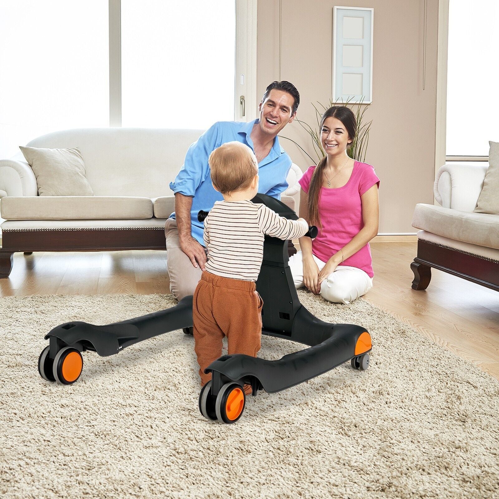 2-In-1 Foldable Baby Walker with Adjustable Height and Speed