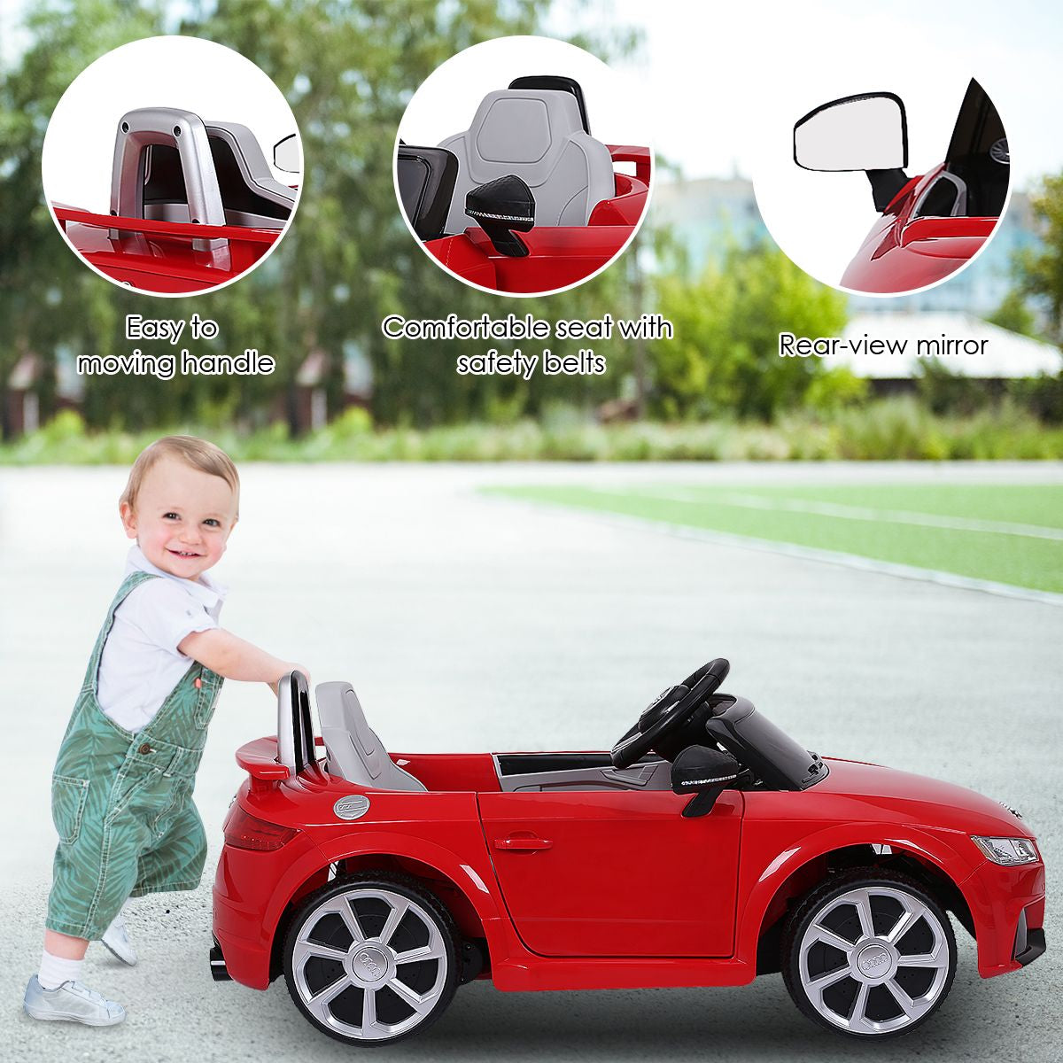Licensed Audi TTRS 12V Battery-Powered Vehicle with 2 Motors MP3 Music
