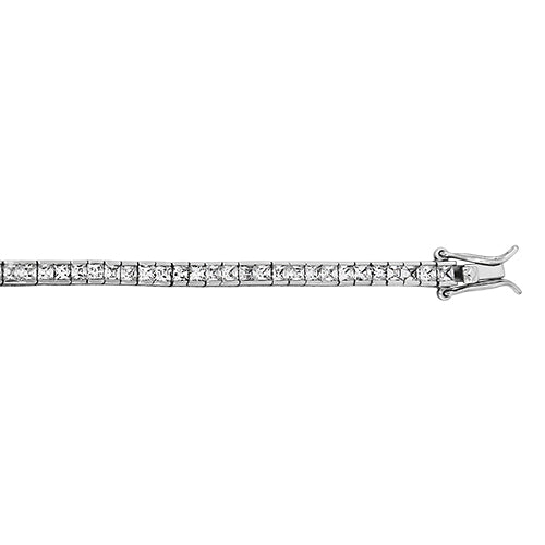 Silver cz set tennis bracelet set on a white background