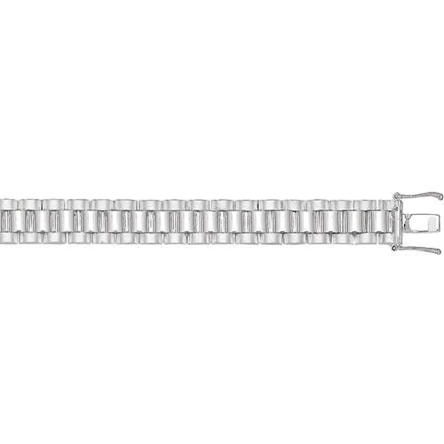 Silver watch link mens 8"  bracelet on a white background