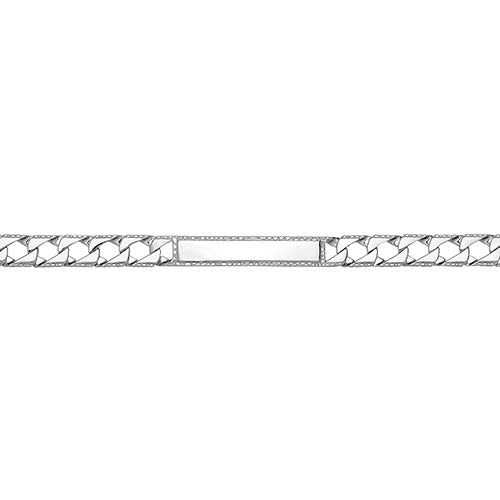 Silver ID bracelet with fancy patterned links  
