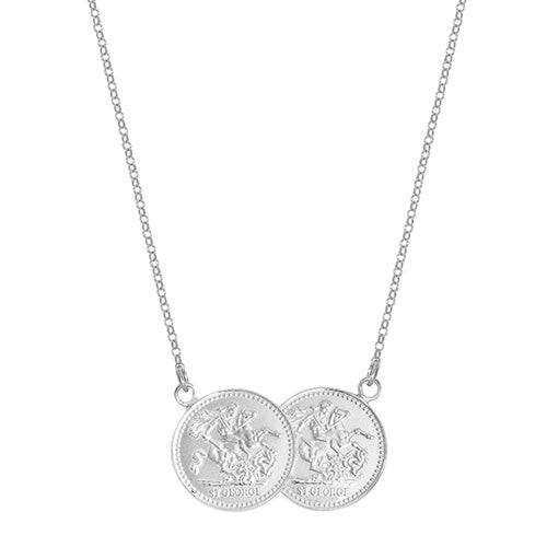 Silver Ladies' Half Double Sovereign Coin Necklet