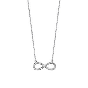 Silver Ladies' CZ Infinity Pendant on Chain 18"