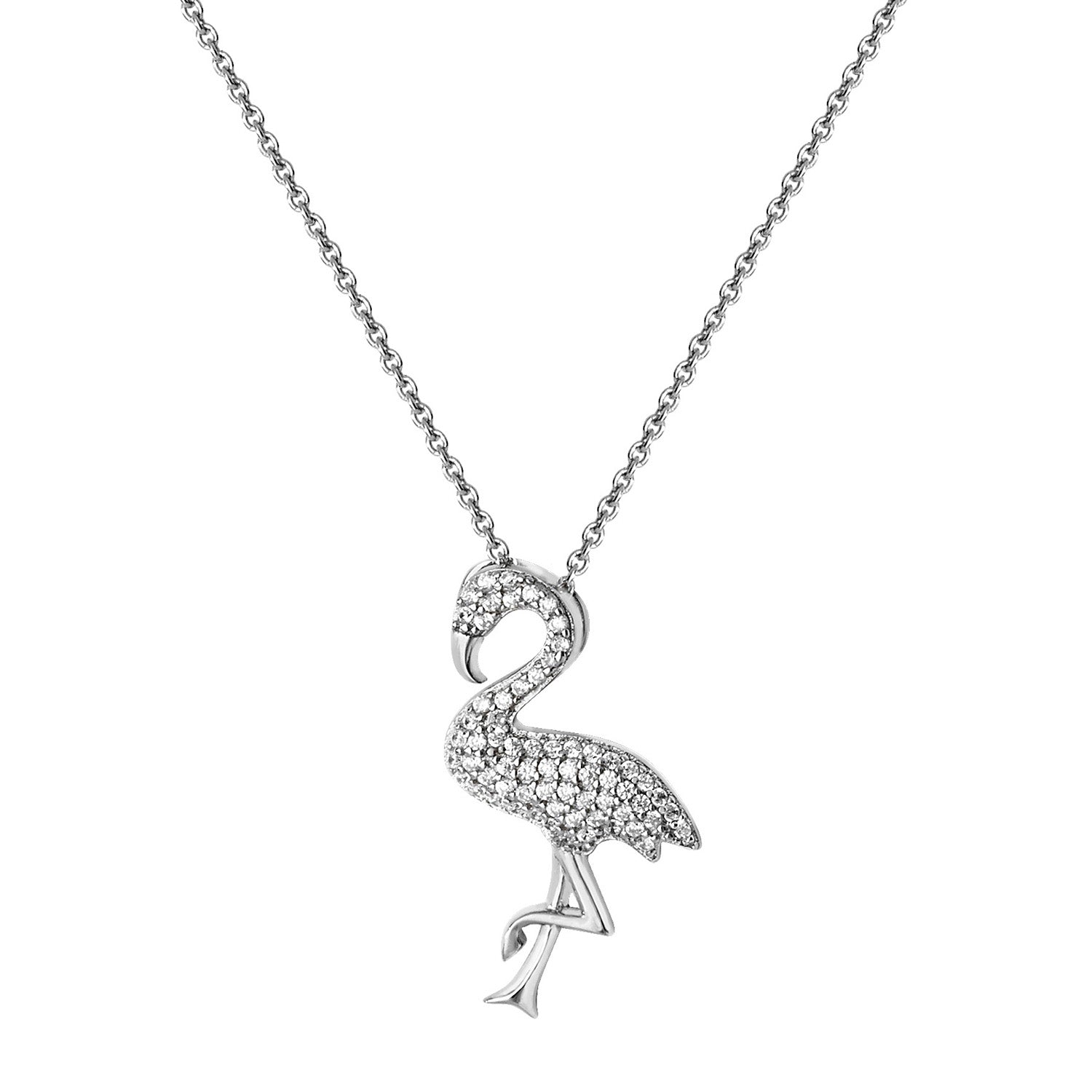 Silver cz Flamenco pendent on trace chain  