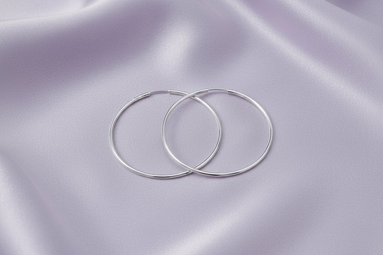 Sterling Silver 43mm Sleeper Hoop Earrings