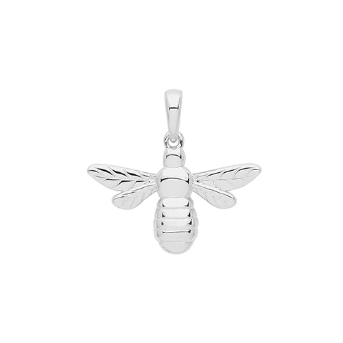 Silver bee pendant on a white background