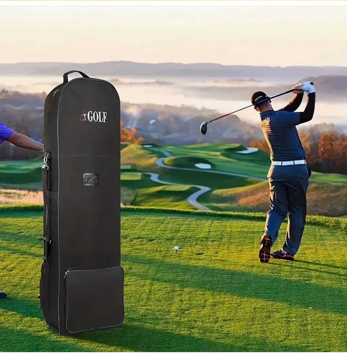 Black Golf Air Travel Bag with Wheels