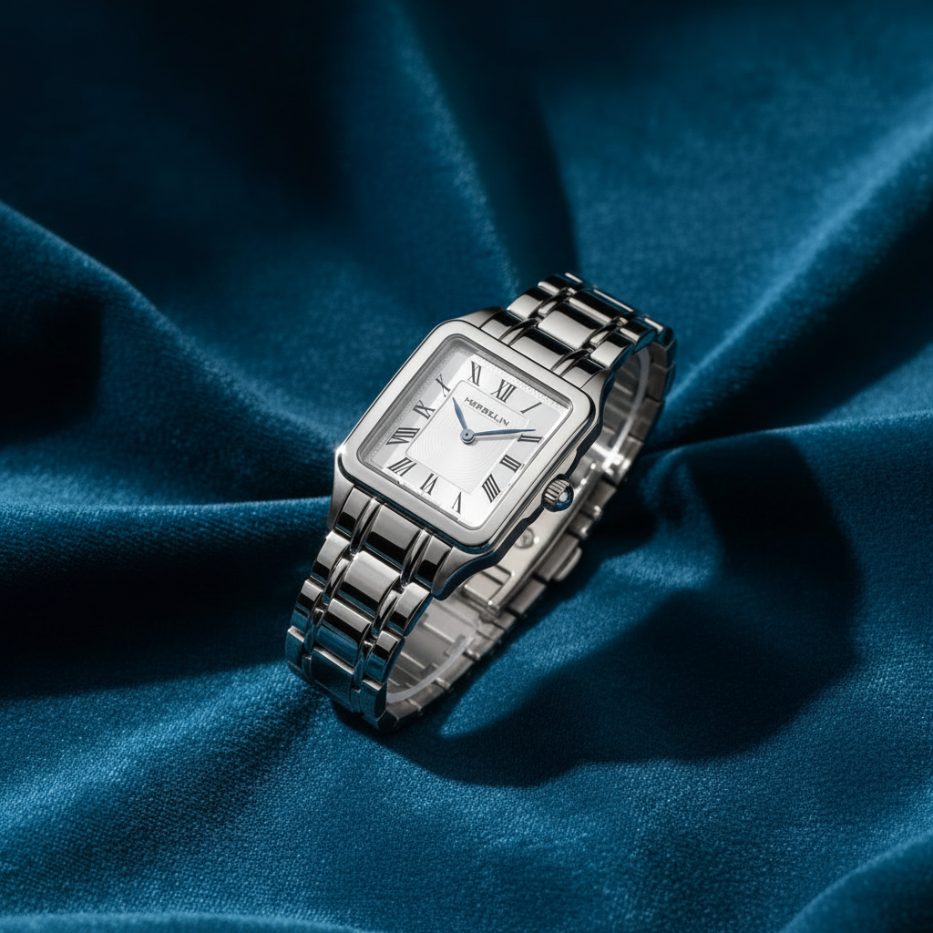 Herbelin Luna bracelet 17457B01 ladies watch on deep teal velvet background