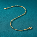 9ct Yellow Gold Hollow Diamond Cut Belcher Anklet on teal textured background