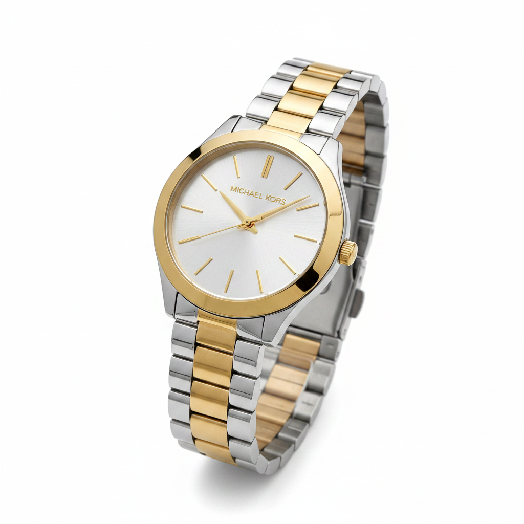 Michael Kors MK3198 two-tone watch on plain white background