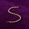 9ct Yellow Gold Panther Link Ladies Bracelet on purple velvet background